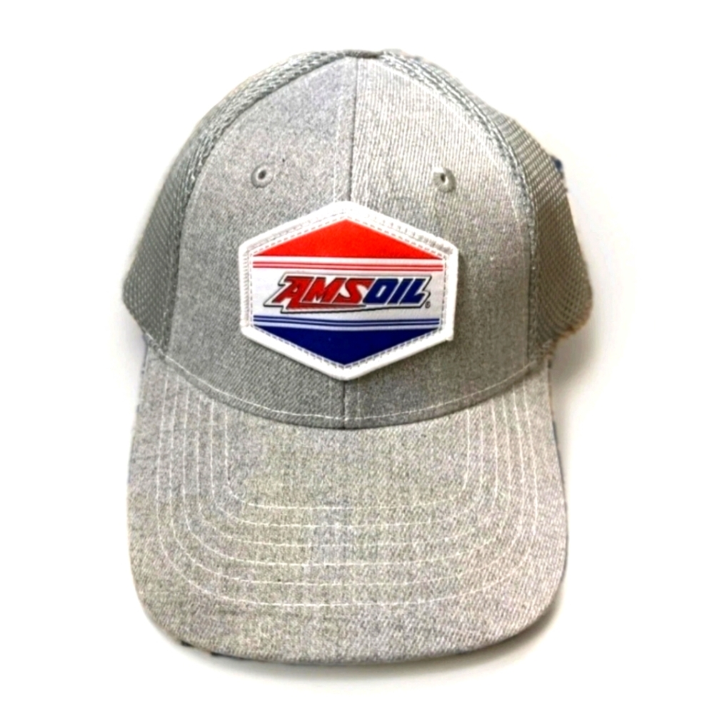 AMSOIL Gray Mesh Snapback Trucker Hat Mens One Size Cap Mechanic Car Clubs NEW
